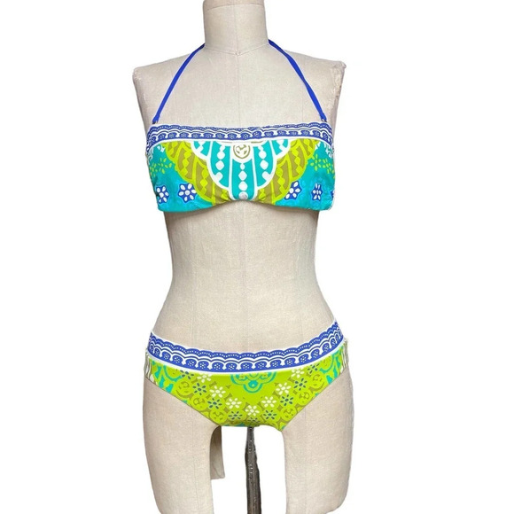 Trina Turk Seychelles Bikini Set Blue Green Size 4‎ - Picture 1 of 11